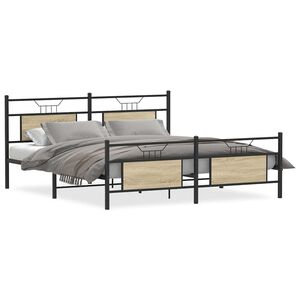 vidaXL Metalni okvir kreveta bez madraca boja hrasta sonome 160x200 cm