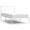 vidaXL Metalni okvir krevet bez madraca s uzglavljem bijeli 75x190 cm