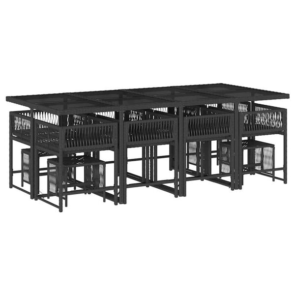 vidaXL 13-dijelni vrtni blagovaonski set s jastucima poliratan crni