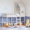 vidaXL Krevet na kat s ljestvama i krovom bijeli 90x190 cm od borovine