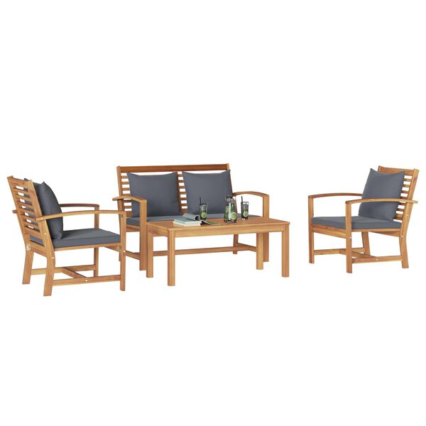 vidaXL Sjedeća garnitura za vrt 4 pcs Prirodna Čvrsto teak drvo