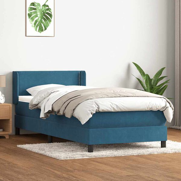 vidaXL Box spring krevet s madracem tamnoplavi 100x210 cm bar&scaron;unasti