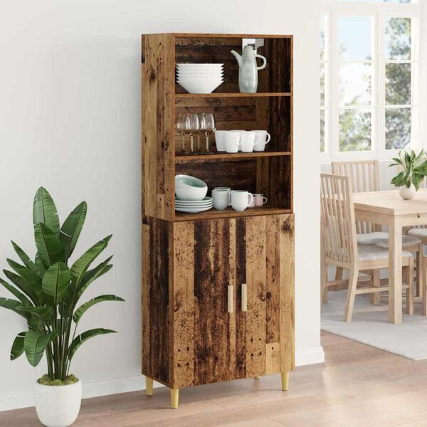 vidaXL Highboard Staro drvo 69,5 x 32,5 x 180 cm Konstruirano drvo