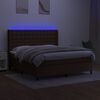 vidaXL Krevet box spring s madracem LED tamnosmeđi 160x200 cm tkanina
