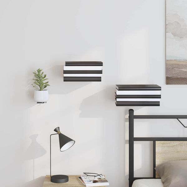 vidaXL Nevidljiva leteća polica s policom 4 pcs Crna 6 x 11 x 6,5 cm