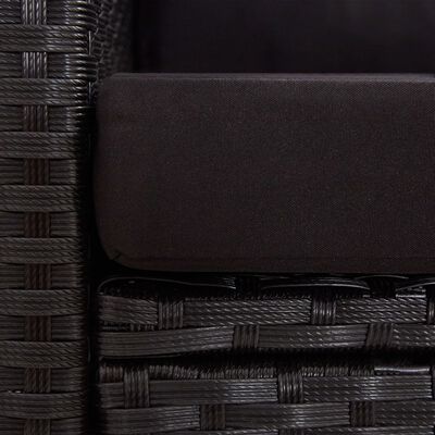 vidaXL Vrtni dvosjed s jastucima crni 124 cm od poliratana