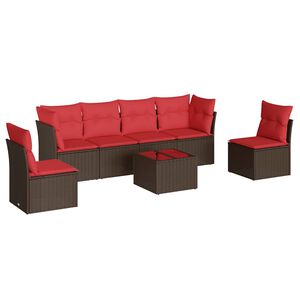 vidaXL 7-dijelni set vrtnih sofa od poliratana s jastucima smeđi