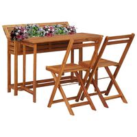 vidaXL Vrtni stol sa sadilicom i 2 bistro stolice masivno drvo bagrema