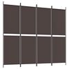 vidaXL Sobna pregrada s 4 panela smeđa 200x180 cm od tkanine