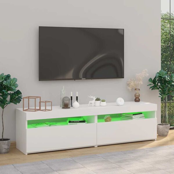 vidaXL TV ormarići s LED svjetlima 2 kom sjajni bijeli 75 x 35 x 40 cm