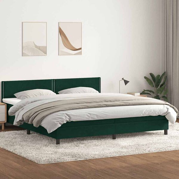 vidaXL Box Spring krevet s madracem tamnozeleni 200x210 cm bar&scaron;un