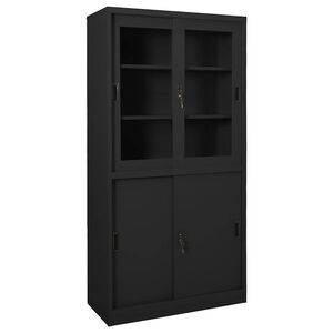 vidaXL Uredski ormarić s kliznim vratima antracit 90x40x180 cm čelični