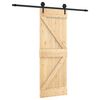 vidaXL Klizna vrata Prirodna i crna 70 x 210 cm Čvrsta borovina