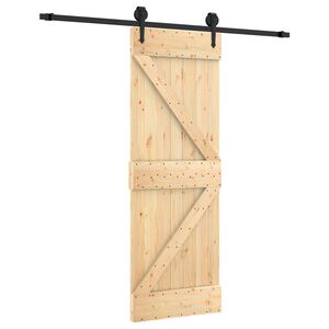 vidaXL Klizna vrata Prirodna i crna 70 x 210 cm Čvrsta borovina