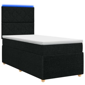 vidaXL LED okvir za krevet s madracem Crna 100 x 200 cm Tkanina