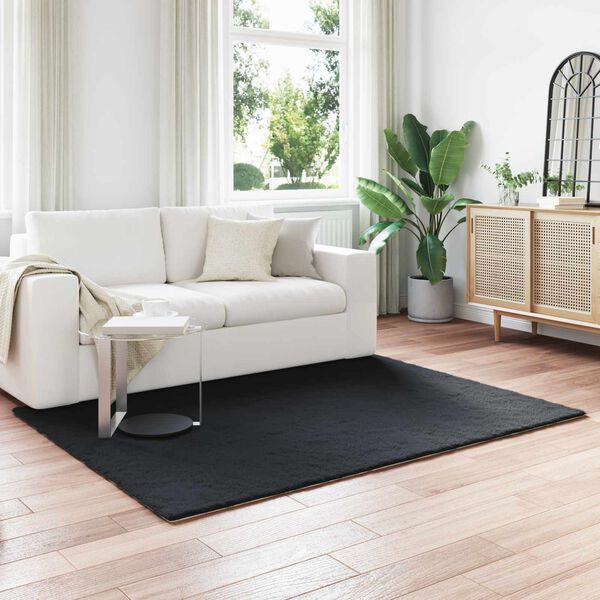 vidaXL Faux Rabbit Fur Rug Olite Crna 160 x 230 cm Poliester