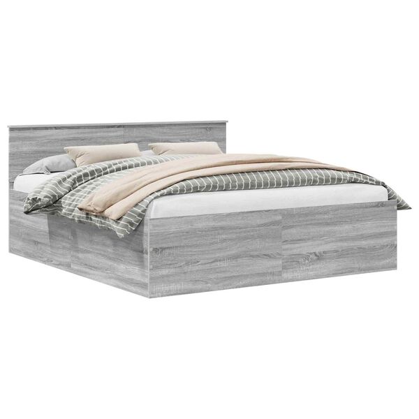 vidaXL Krevetna konstrukcija s uzglavljem Siva Sonoma 200 x 200 cm