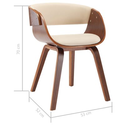 vidaXL Blagovaonska stolica od savijenog drva i umjetne kože krem