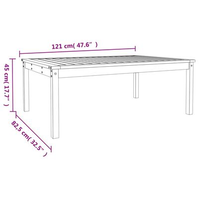 vidaXL Vrtni stol bijeli 121x82,5x45 cm od masivne borovine