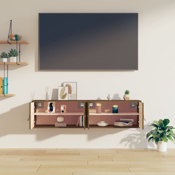 vidaXL Zidni ormarići 2 kom boja meda 60x30x30 cm od masivne borovine