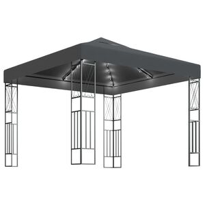 vidaXL Sjenica s LED svjetlosnim trakama 3 x 3 m antracit od tkanine