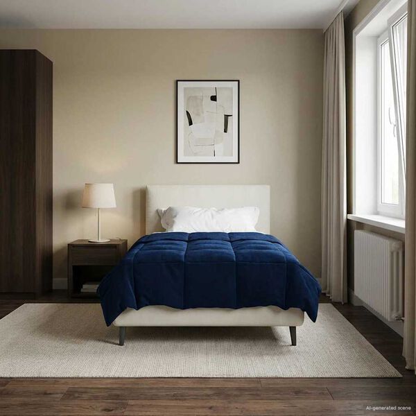 vidaXL Ljetni pokrivač &Scaron;onerisan Tamno plava 140 x 220 cm Mikrovlakna