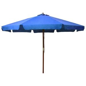 vidaXL Vrtni suncobran s drvenom &scaron;ipkom 330 cm azurni