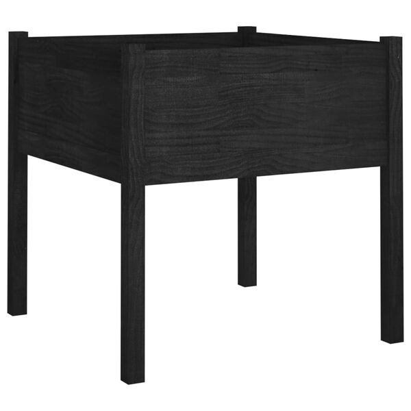 vidaXL Vrtna sadilica crna 70 x 70 x 70 cm od masivne borovine
