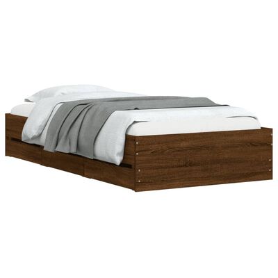 vidaXL Okvir kreveta s ladicama oja smeđeg hrasta 75x190 cm drveni