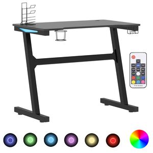 vidaXL Igraći stol LED s nogama u oblika slova Z crni 90 x 60 x 75 cm