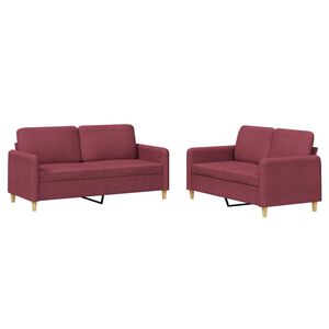 vidaXL 2-dijelni set sofa s jastucima crvena boja vina od tkanine