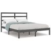 vidaXL Okvir za krevet od masivnog drva sivi 135 x 190 cm bračni
