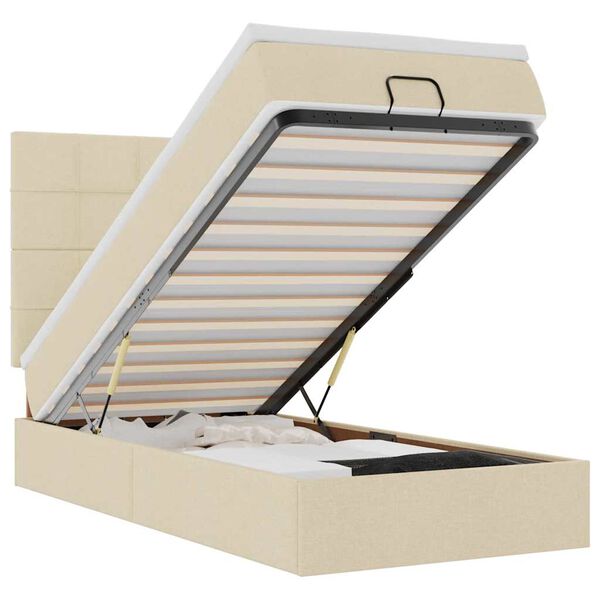 vidaXL Otomanski okvir kreveta s madraca krem 90x190cm od tkanine