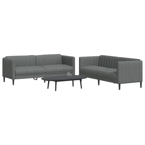 vidaXL 2-dijelni set sofa tamnosivi od tkanine