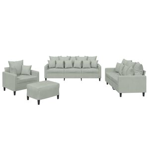 vidaXL 4-dijelni set sofa s jastucima svjetlosivi bar&scaron;unasti