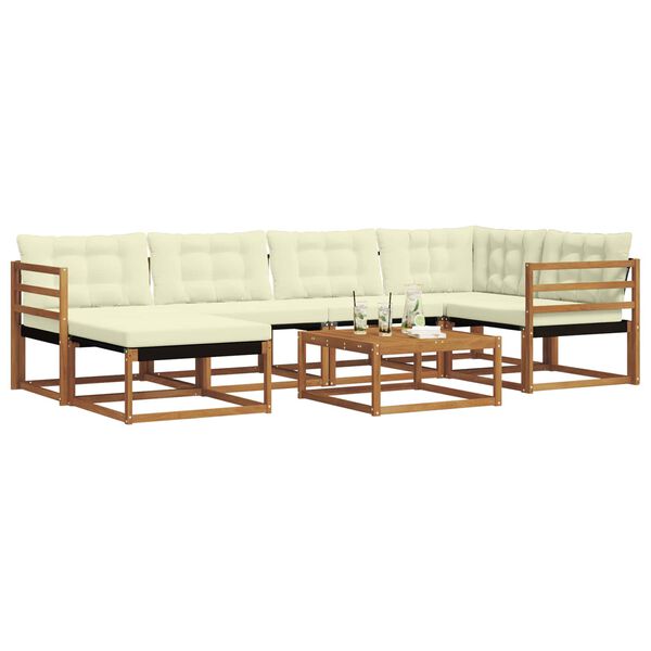 vidaXL Set vanjskih sofa 19 pcs Prirodna i krem Čvrsto drvo akacije