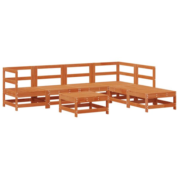 vidaXL Set lounge namje&scaron;taja za vrt 7 pcs Vosak Smeđa Masivna borovina