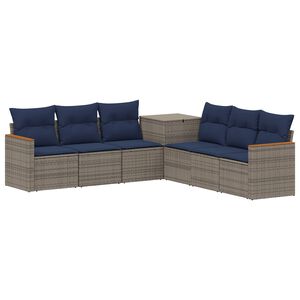 vidaXL Set sofe 7 kom. Siva i tamnoplava Poli Rattan i čelik