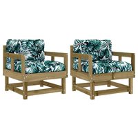vidaXL Vrtne stolice s jastucima 2 kom od impregnirane borovine