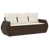 vidaXL 3-dijelni set vrtnih sofa s jastucima smeđi od poliratana