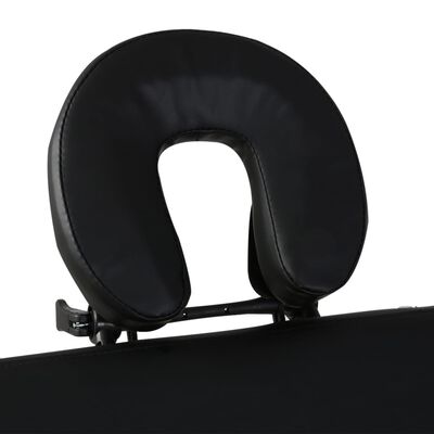 vidaXL Crni sklopivi stol za masažu s 2 zone i drvenim okvirom