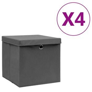 vidaXL Kutije za pohranu s poklopcima 4 kom 28 x 28 x 28 cm sive
