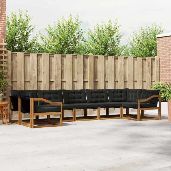 vidaXL Set vanjskih sofa s jastukom 7 pcs Prirodna i crna