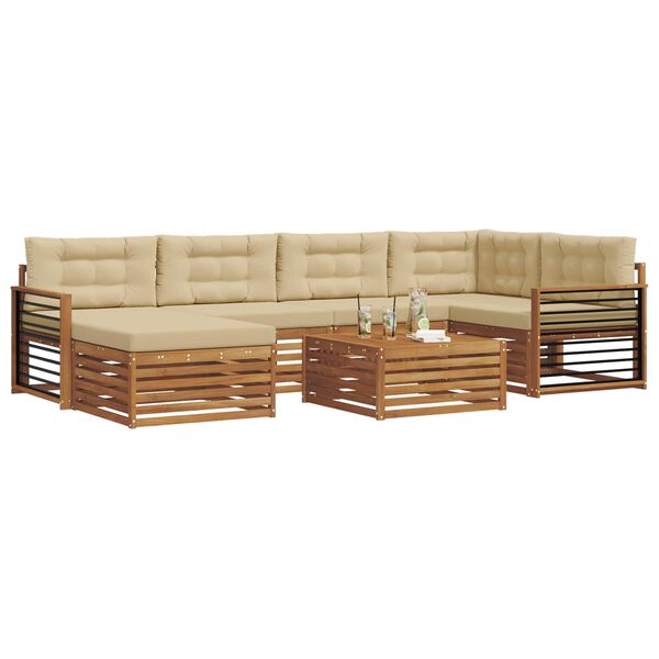 vidaXL Set vanjskih sofa s jastukom 7 pcs Prirodna i bež