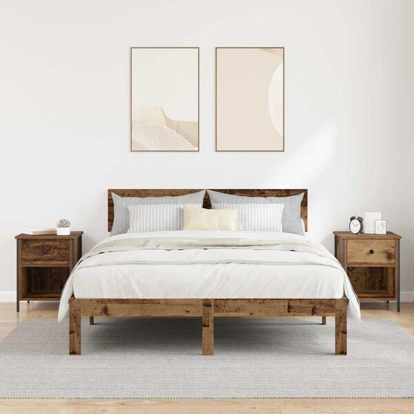 vidaXL Noćni ormar 2 pcs Staro drvo 40 x 42 x 50 cm Konstruirano drvo