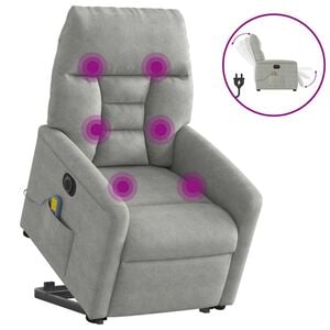 vidaXL Električni masažni naslonjač na podizanje svijetlosivi