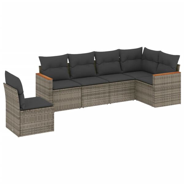 vidaXL 6-dijelni set vrtnih sofa od poliratana s jastucima sivi