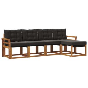 vidaXL Set vanjskih sofa s jastukom 5 pcs Prirodna i crna
