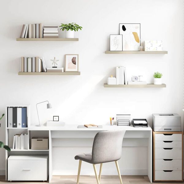 vidaXL Plutajuće zidne police 4 kom boja hrasta 90 x 23,5 x 3,8 cm MDF