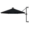 vidaXL Zidni vrtni suncobran s LED svjetlima 300 cm crni